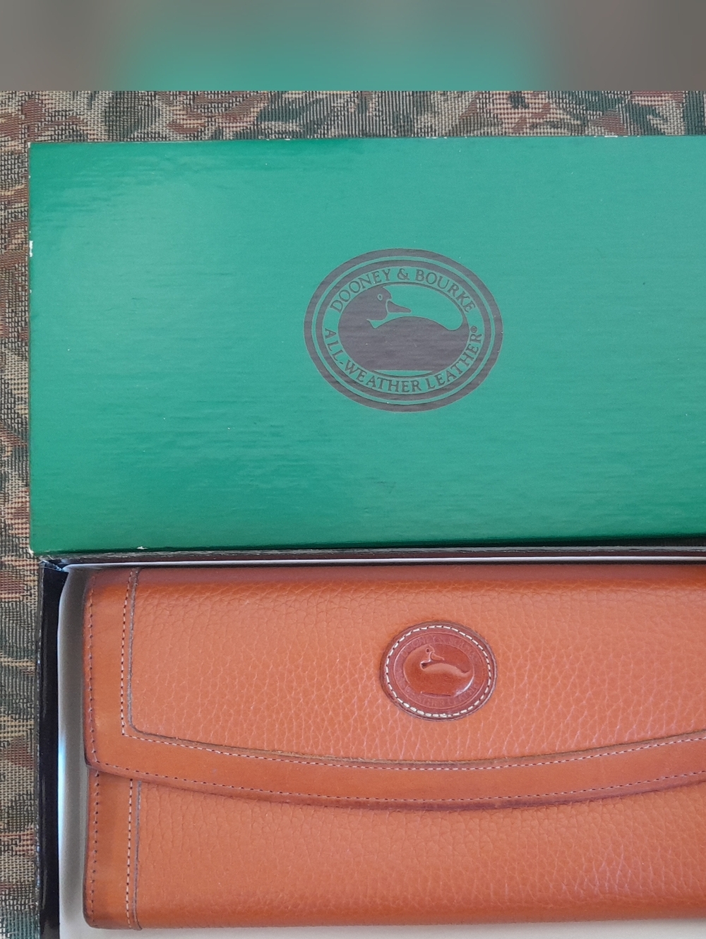 VTG Dooney & Bourke All Weather Leather Checkbook Organizer TriFold Wallet - NIB